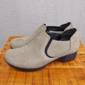 Dansko Women's Suede Leather Heeled Tan Mule Clogs  - sz 39